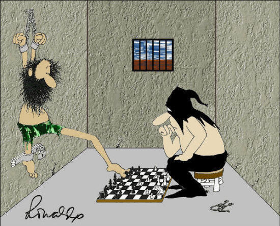 Prisoner enjoying a game of Chess